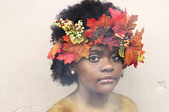 Woman with autumn leaf crown portrait