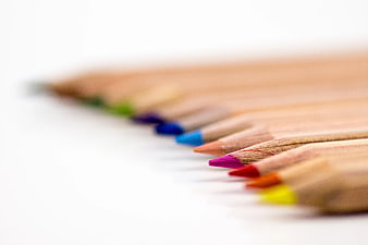 Selective Focus Color Pencils on White Background