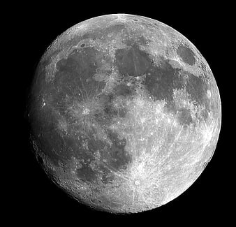 High-Resolution Black and White Full Moon Surface Detail