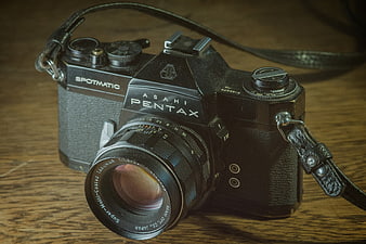 Vintage Asahi Pentax Spotmatic Film Camera on Wood
