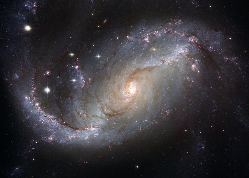 Spiral Galaxy with Dust Lanes and Star Clusters