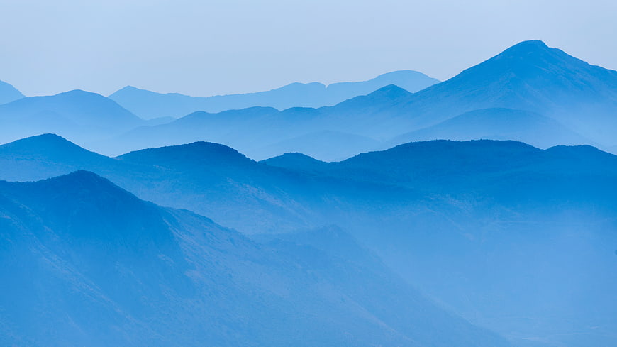 Blue Hazy Mountain Layers Landscape