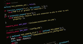 PHP programming code on dark screen