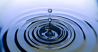 High-speed water drop splash with concentric ripples