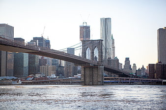 Brooklyn Bridge and Manhattan Skyline at Sunset