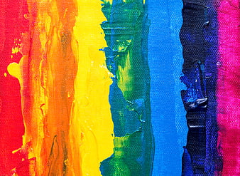 Vibrant Rainbow Acrylic Paint Texture on Canvas