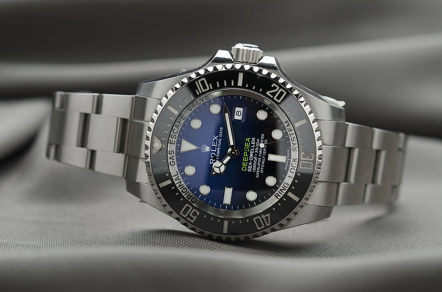Close-up of Rolex Deepsea Watch with Blue Dial