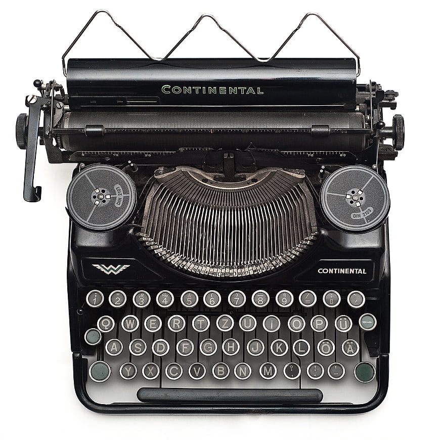 Vintage Continental Typewriter on White Background