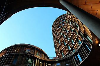Worm's Eye View of Modern Curved Architecture