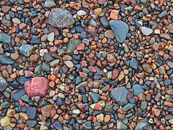 Colorful wet pebbles and stones on a beach shore texture