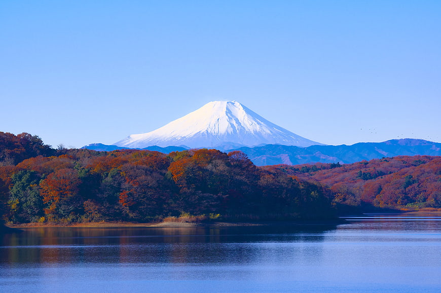 Mount Fuji Reflection in Lake Kawaguchi Autumn