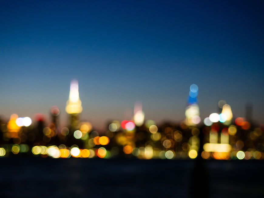 Abstract Bokeh City Skyline at Dusk