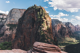 Majestic Red Rock Mountain Landscape with Blue Sky