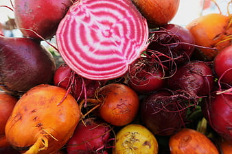 Colorful Rainbow Beets with Sliced Cross Section
