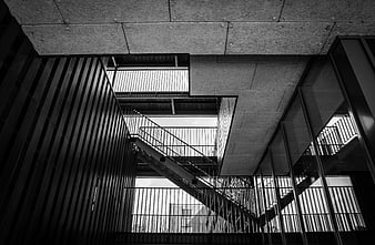Modern black and white architectural staircase interior