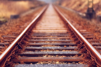 Low angle view of railway tracks stretching into the distance