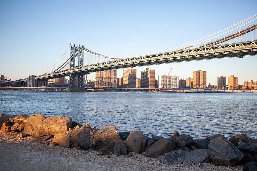 Williamsburg Bridge New York City Skyline Sunset