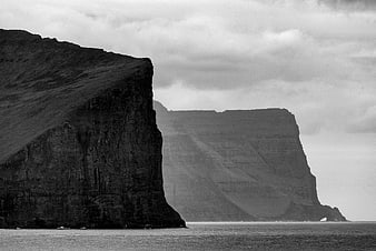 Dramatic Black and White Coastal Cliffs Landscape