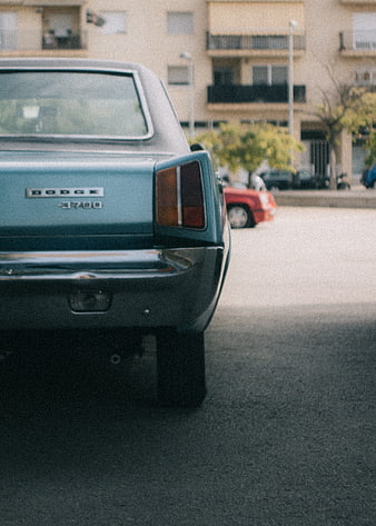 Rear view of vintage blue Dodge 3700 classic car