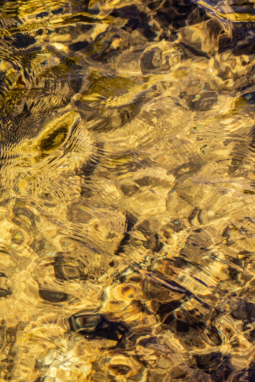 Golden Sunlight Ripples on Clear Water Surface Texture