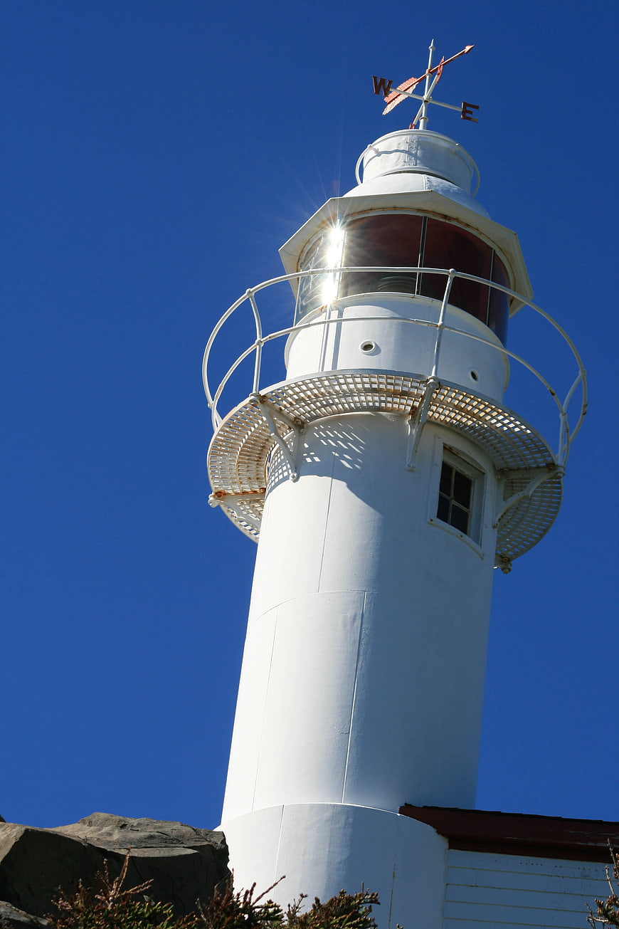 White Lighthouse Tower Against Blue Sky