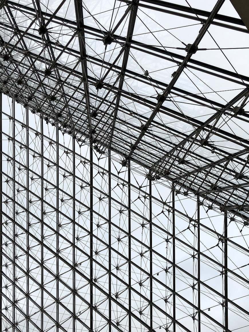 Abstract geometric glass pyramid architecture structure