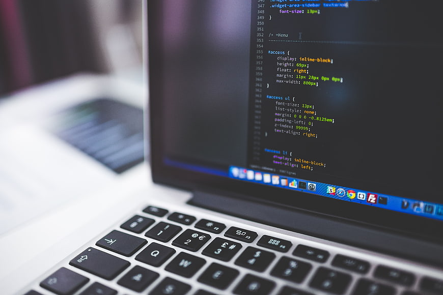 Close-up of laptop screen displaying CSS code