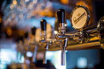 Close-up of Stainless Steel Beer Tap Handle