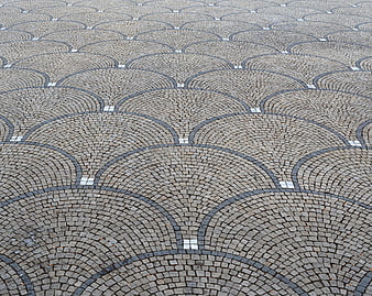 Decorative Cobblestone Pavement Pattern with Scalloped Design