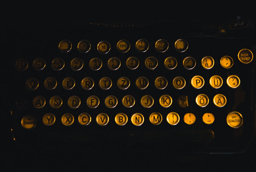 Vintage Typewriter Keyboard with Illuminated Keys