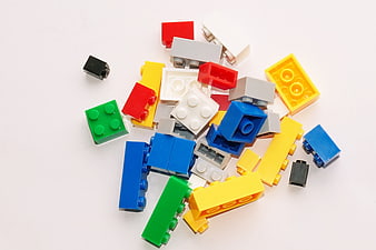 Colorful Plastic Building Blocks on White Background