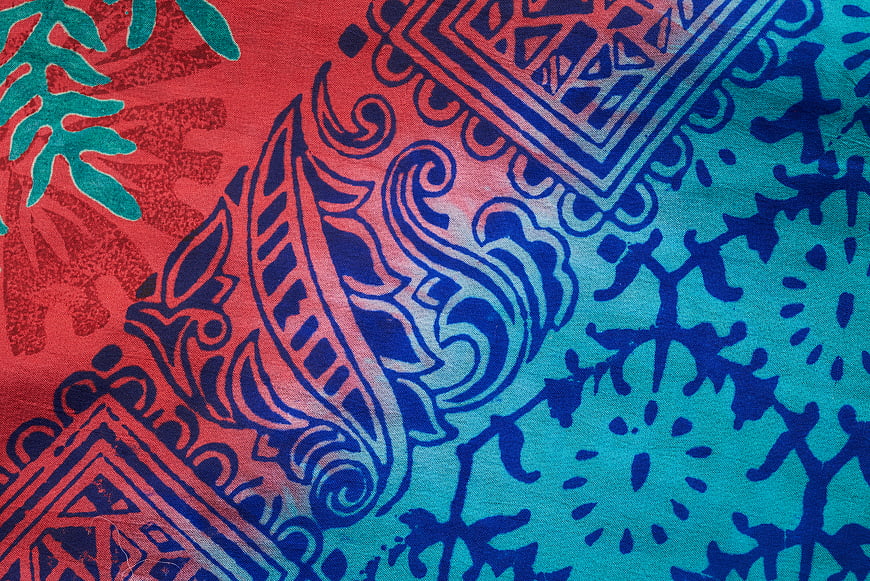 Colorful Red and Blue Paisley Fabric Pattern