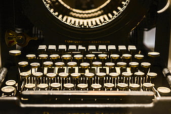 Close-up of vintage typewriter keys and mechanism