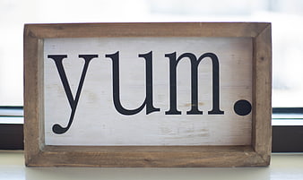 Rustic Wooden Yum Sign for Kitchen Decor