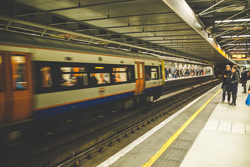 Motion Blur Train Arriving at Underground Metro Station