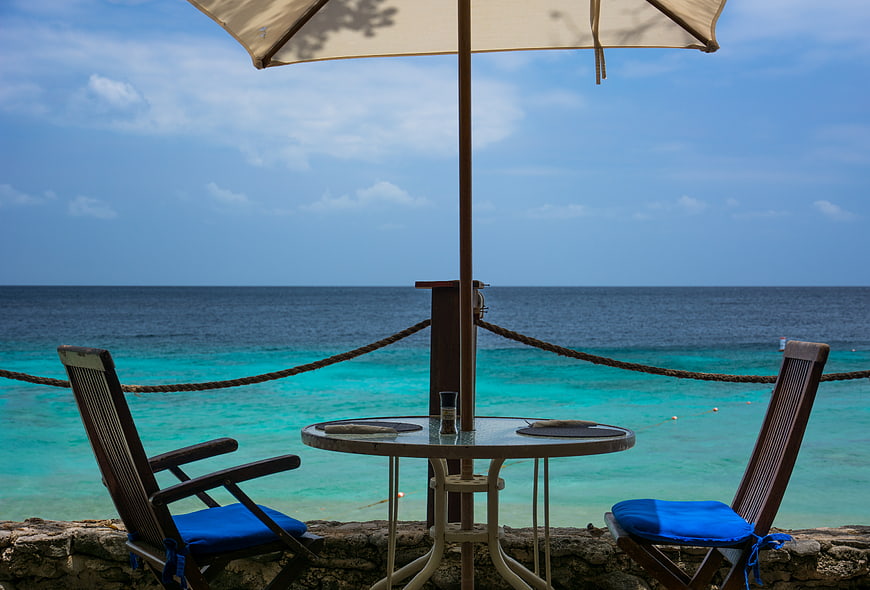Tropical Beachside Dining Table with Ocean View
