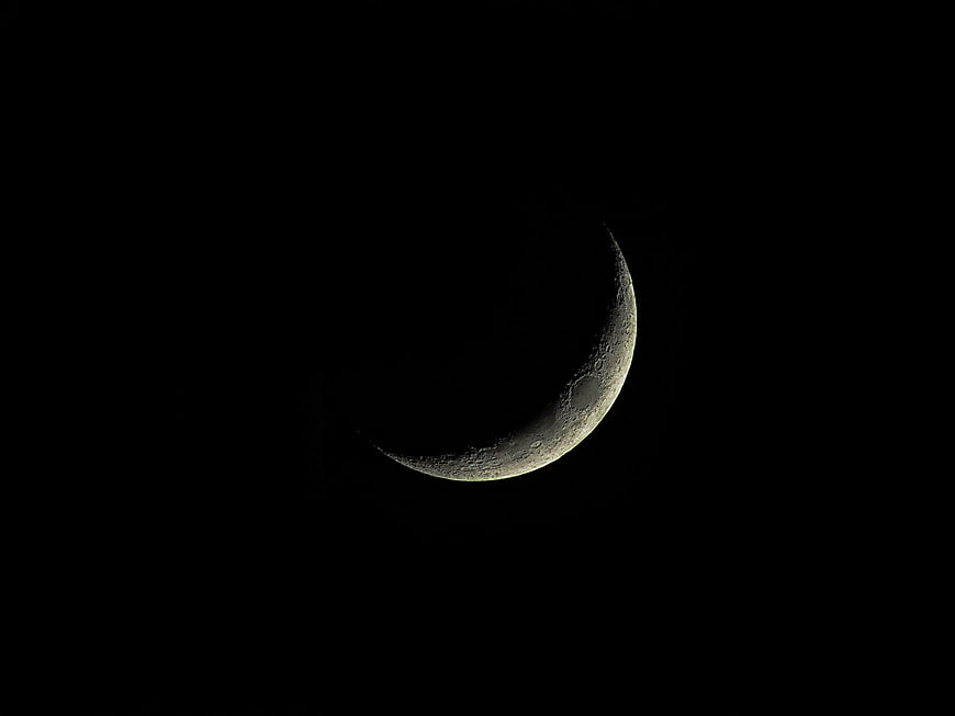Crescent Moon in Black Night Sky