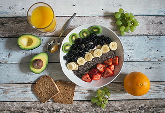 Healthy Breakfast Bowl with Fresh Fruits and Avocado