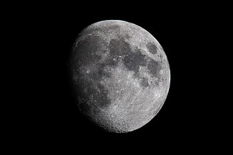 Detailed Waxing Gibbous Moon Against Black Sky