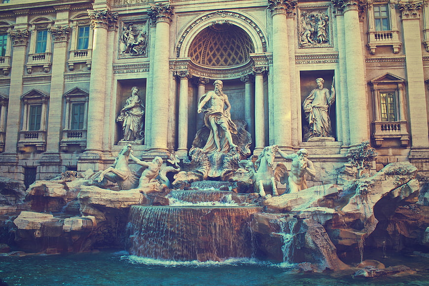 Trevi Fountain Rome Italy Baroque Architecture and Sculptures