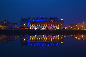 The O2 Dublin Arena Night Reflection on River Liffey