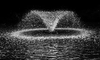 Black and white fountain water splash burst