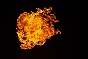 Vibrant Orange Flame Burst on Black Background