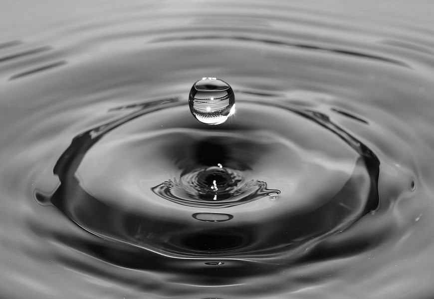 Black and white water droplet splash macro photography