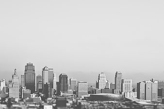 Black and White City Skyline with Large Copyspace