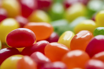 Close-up of colorful jelly beans with shallow depth of field