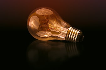 Vintage Edison Light Bulb on Dark Background