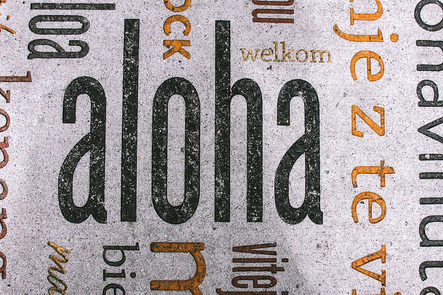 Aloha Text on Textured Concrete Wall Background