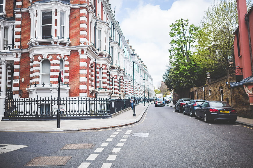 Classic red brick Victorian architecture on a quiet London street