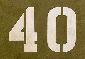 Vintage Stenciled Number 40 on Olive Green Military Metal Surface